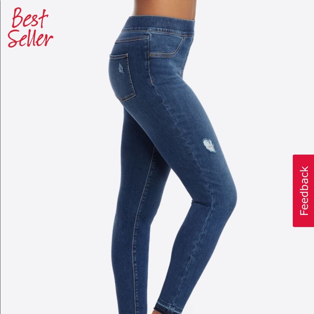 EUC medium Spanx Distressed Skinny Jeans